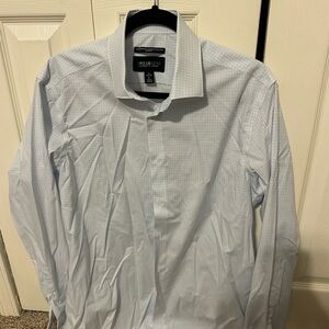 Kenneth Cole Men’s Light Blue Checkered Dress Shirt